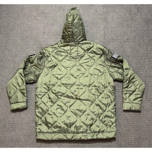 Grunt Style Woobie Pullover Hoodie Green Quilted Lined Kangaroo Pocket Men's M - Picture 2 of 8